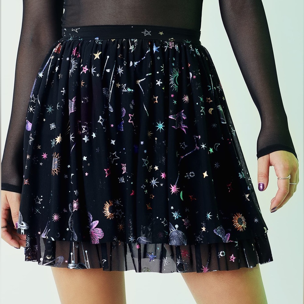 BLACKMILK CELESTIAL SKETCH SHEER TIER SKIRT